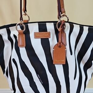 Dooney & Bourke Zebra Stripe Nylon Shopping Tote